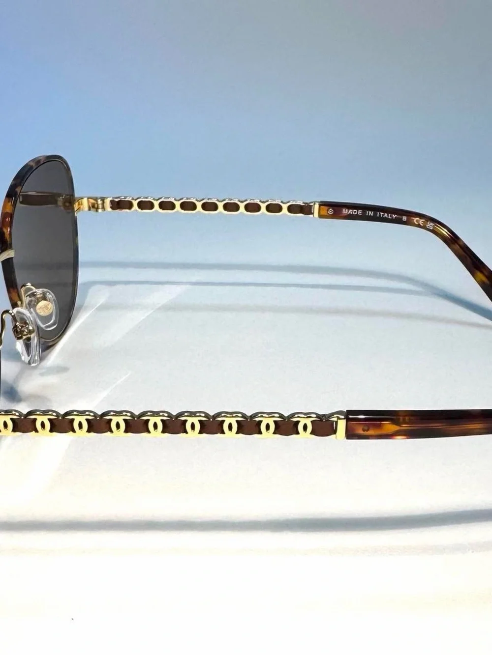 CHANEL Tortoiseshell Frame Sunglasses with Brown Lenses